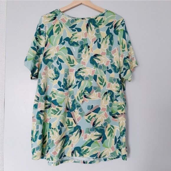 ADDITION ELLE Modern T-shirt Abstract Floral Botanical Green & Blue Top Sz 2X - Picture 10 of 14